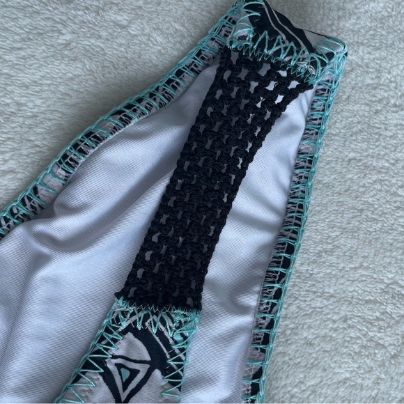 Victoria's Secret Black and White Bikini Bottom with Teal Trim - Picture 3 of 5